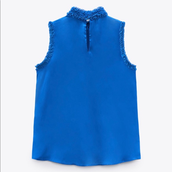 NWT Zara HIGH COLLAR BLUE SATIN EFFECT TOP - Picture 11 of 11